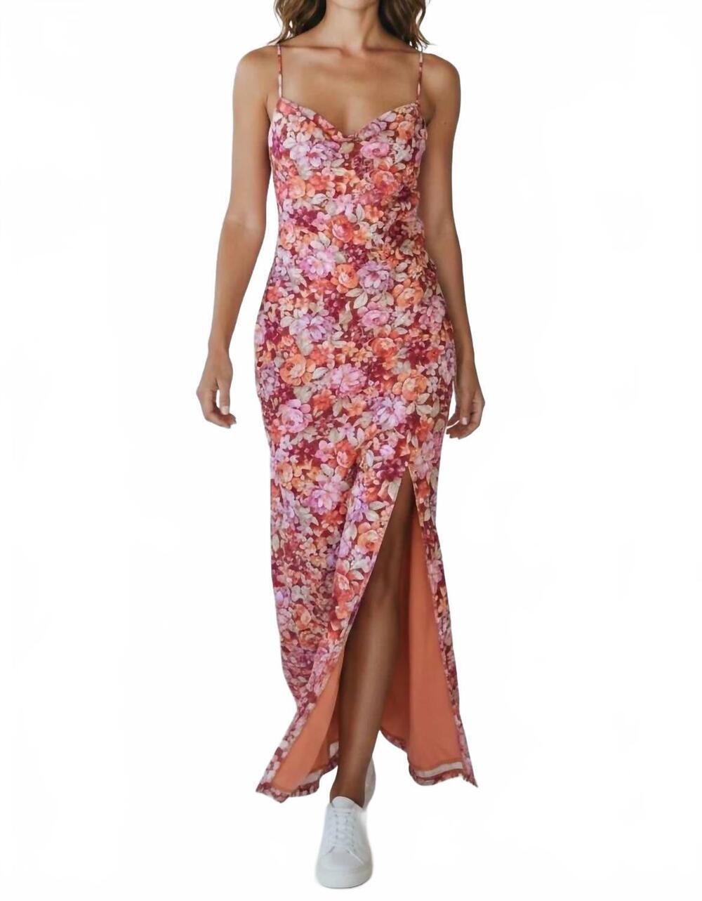 NEW SAGE THE LABEL cowl neck midi dress in pink